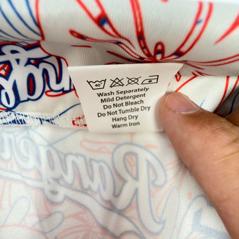 Texas Rangers Button Down Shirt Mens XL White Red Blue Floral MLB All Over Print - Picture 4 of 4